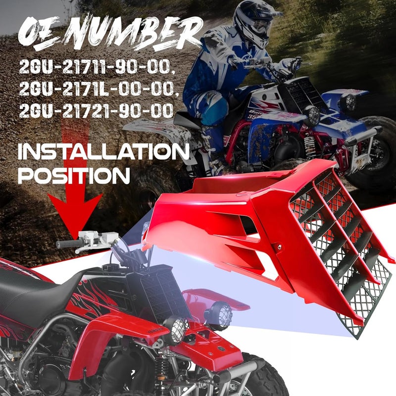 ATVMaster Red Plastic Gas Tank Side Covers with Grill, Compatible with Yamaha Banshee 350 1987-2006, 2-PC Set, OE 2GU-21721-60-00, 2GU-21711-60-00, 2GU-2171L-00-00, C0209006 - Image 2
